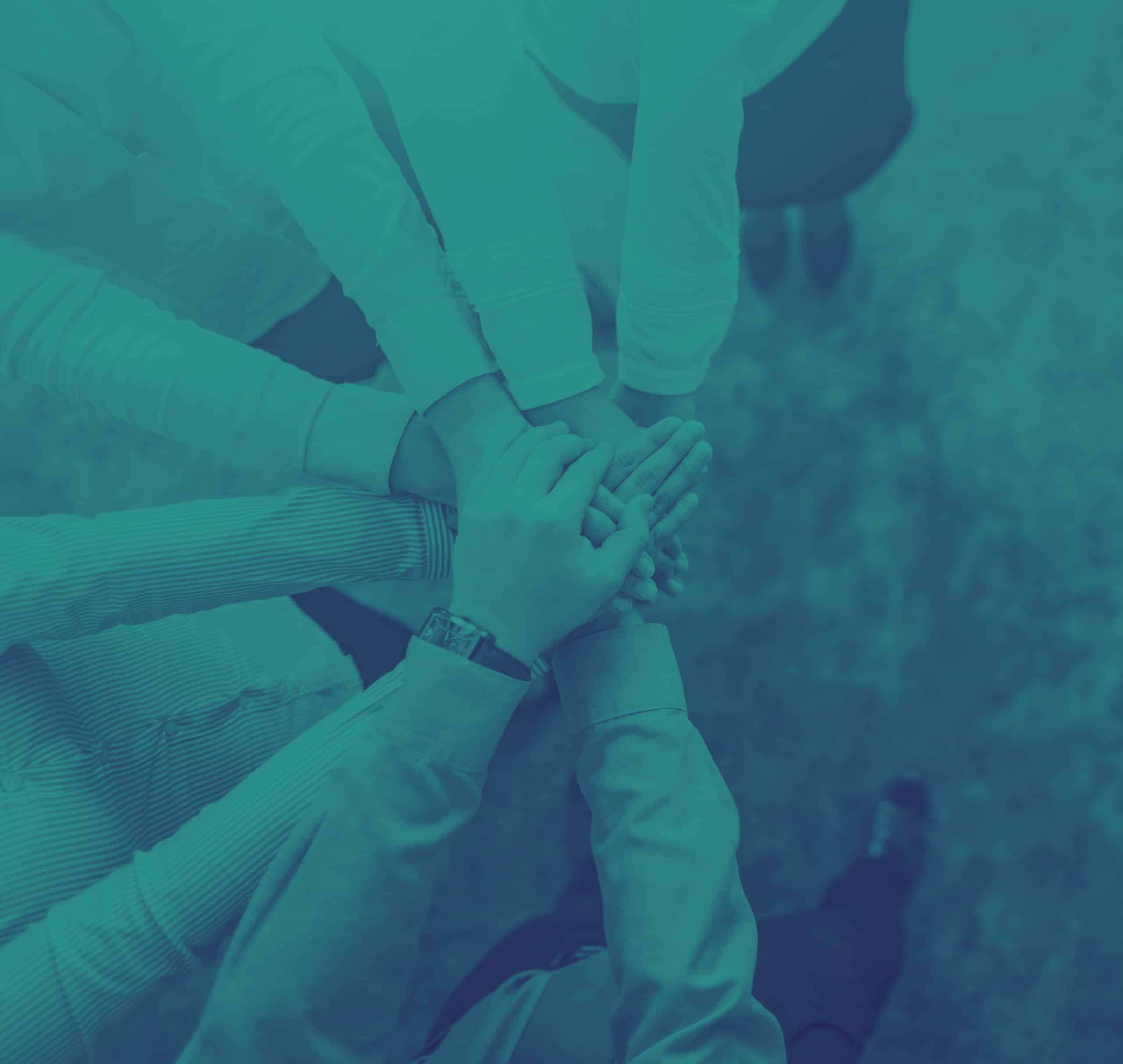 Hands in a circle symbolizing support for clients